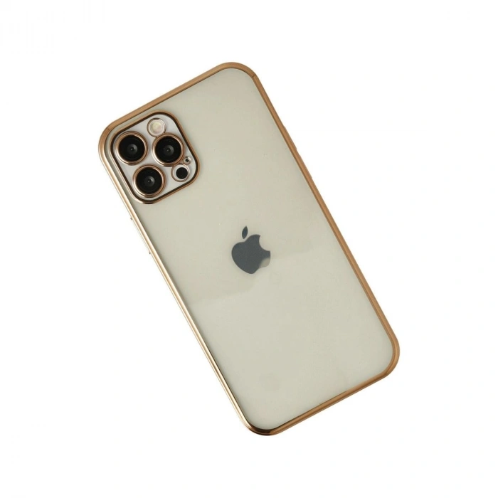MARSİLYAN™- Apple İphone 12 Pro Max Kılıf Razer Lensli Silikon - Gold