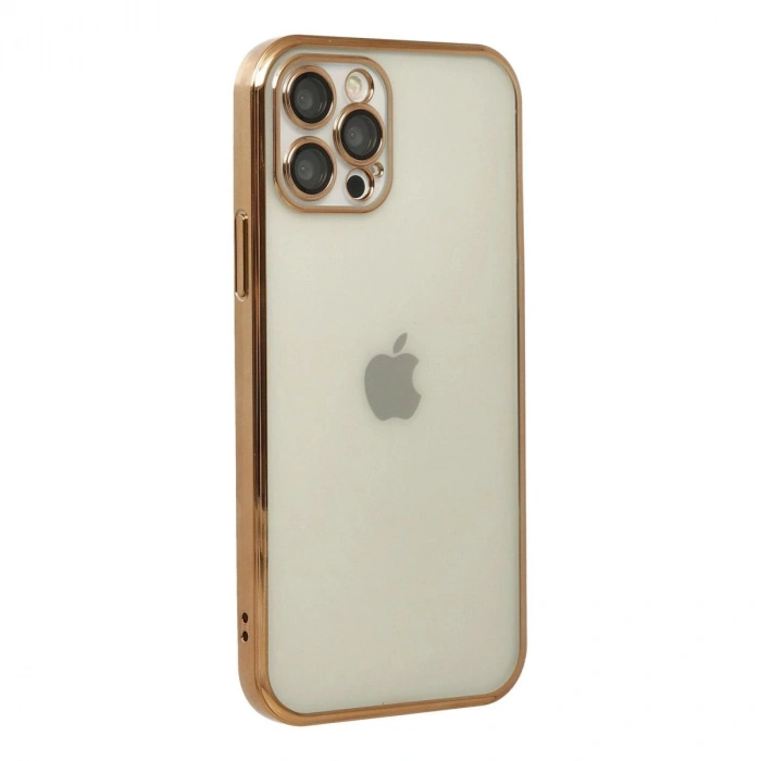 MARSİLYAN™- Apple İphone 12 Pro Max Kılıf Razer Lensli Silikon - Gold