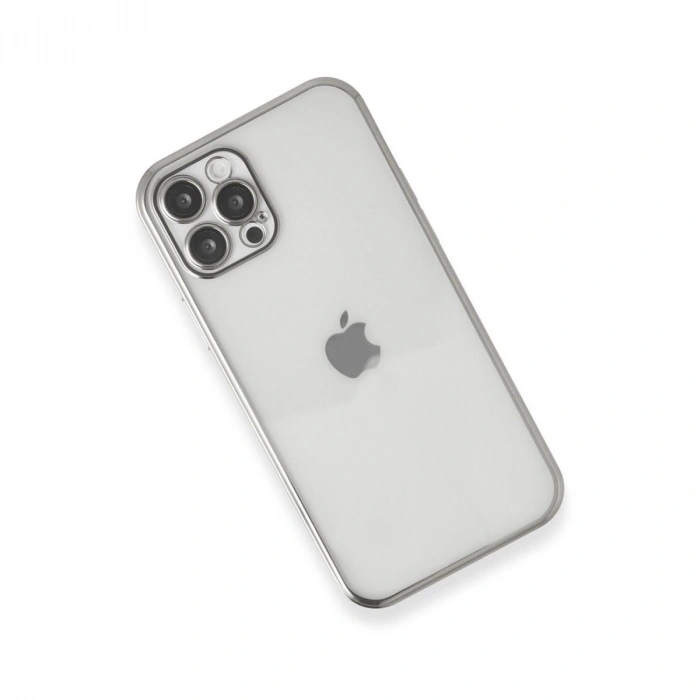 MARSİLYAN™- Apple İphone 12 Pro Max Kılıf Razer Lensli Silikon - Gümüş