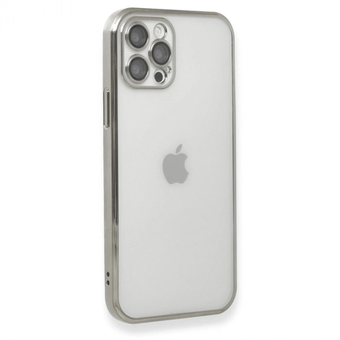 MARSİLYAN™- Apple İphone 12 Pro Max Kılıf Razer Lensli Silikon - Gümüş