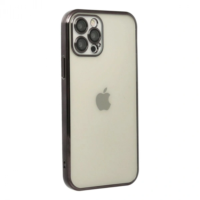 MARSİLYAN™- Apple İphone 12 Pro Max Kılıf Razer Lensli Silikon - Siyah