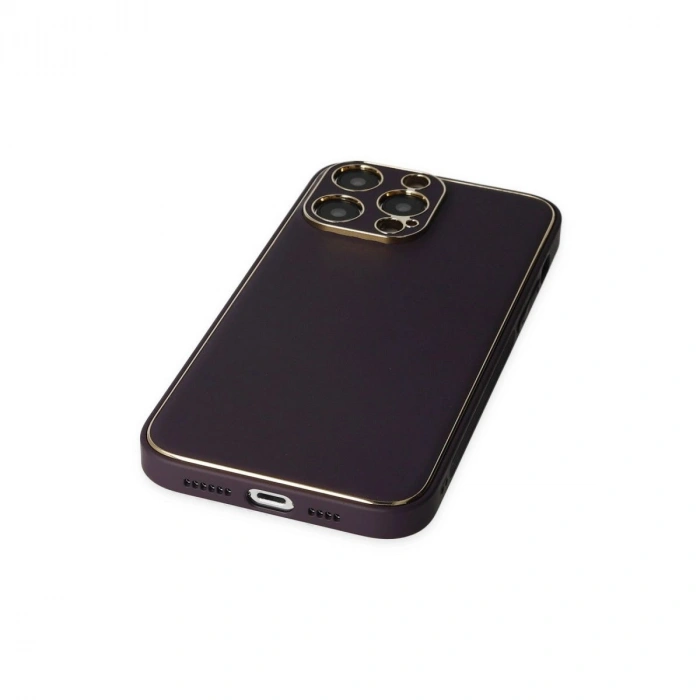 MARSİLYAN™- Apple İphone 13 Pro Kılıf Coco Deri Silikon Kapak - Derin Mor