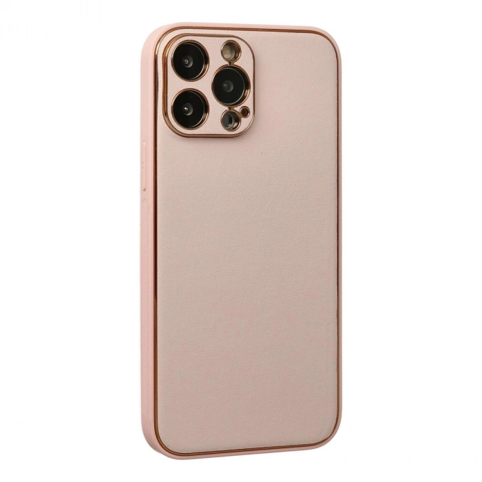 MARSİLYAN™- Apple İphone 13 Pro Kılıf Coco Deri Silikon Kapak - Pudra