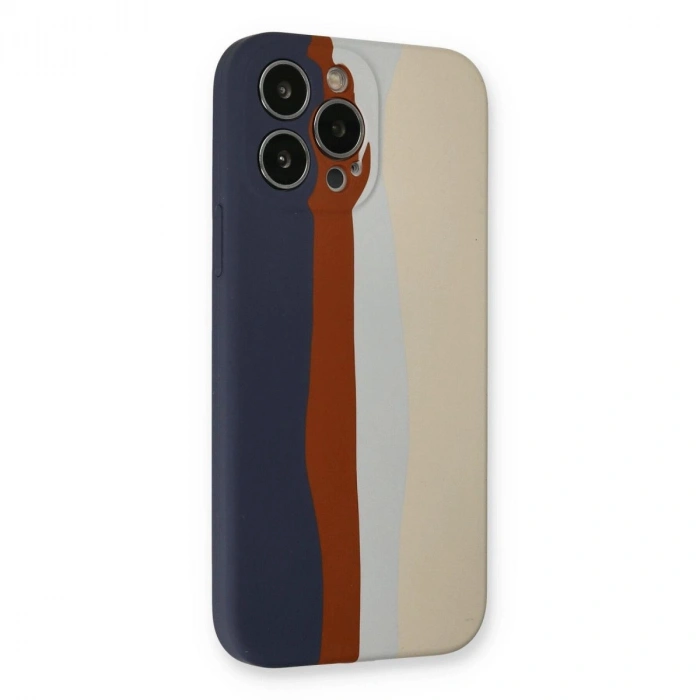 MARSİLYAN™- Apple İphone 13 Pro Kılıf Ebruli Lansman Silikon - Lacivert-krem