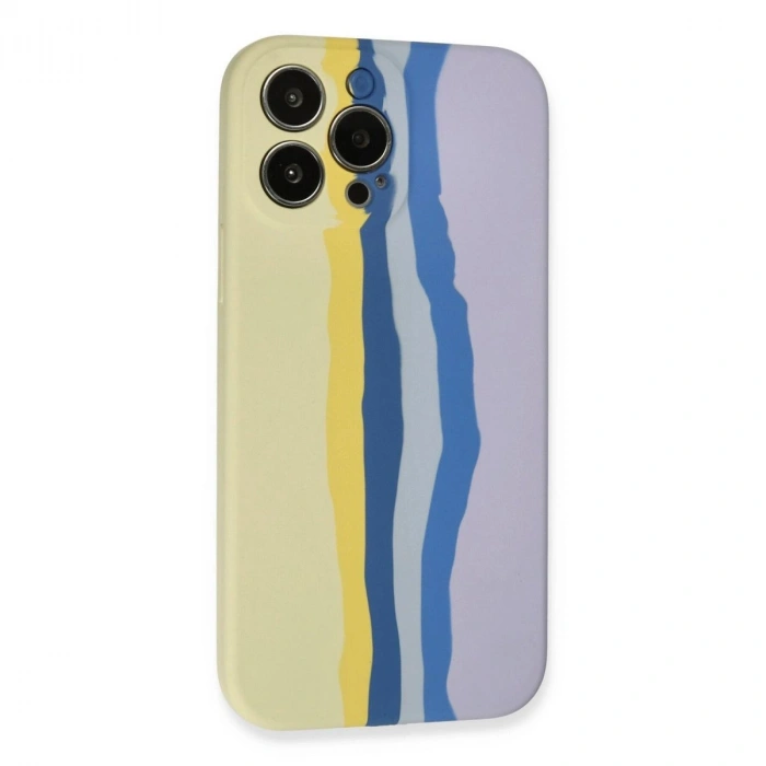 MARSİLYAN™- Apple İphone 13 Pro Kılıf Ebruli Lansman Silikon - Sarı-lila