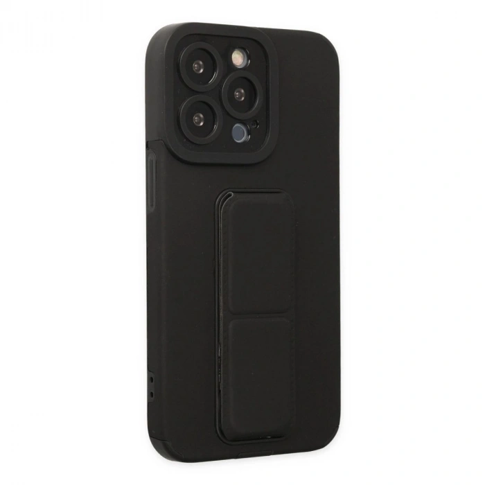 MARSİLYAN™- Apple İphone 13 Pro Kılıf Mega Standlı Silikon - Siyah
