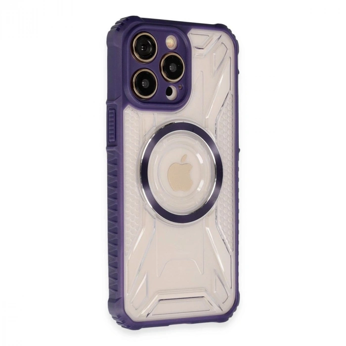 MARSİLYAN™- Apple İphone 13 Pro Kılıf Prag Magneticsafe Kapak - Derin Mor