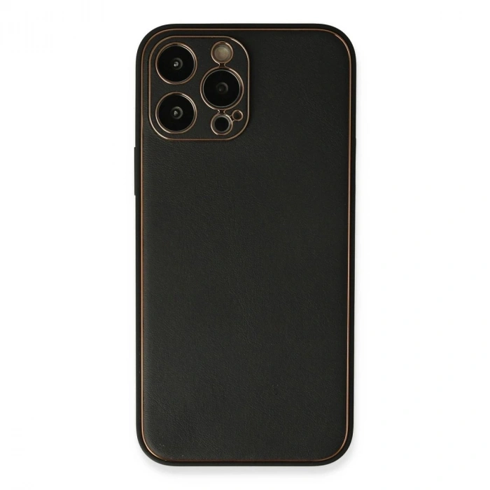 MARSİLYAN™- Apple İphone 13 Pro Max Kılıf Coco Deri Silikon Kapak - Siyah