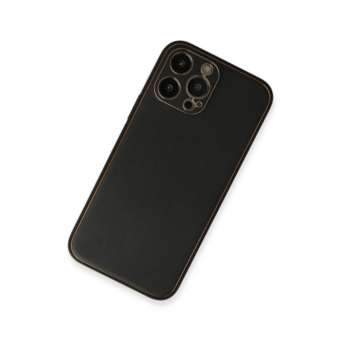 MARSİLYAN™- Apple İphone 13 Pro Max Kılıf Coco Deri Silikon Kapak - Siyah