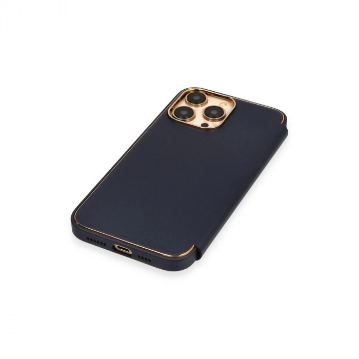 MARSİLYAN™- Apple İphone 13 Pro Max Kılıf Dolpin Kapaklı - Lacivert
