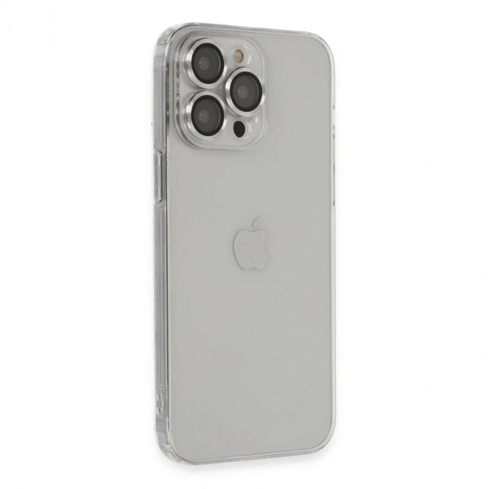 MARSİLYAN™- Apple İphone 13 Pro Max Kılıf Luko Lens Silikon - Gümüş