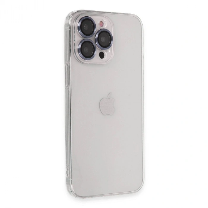 MARSİLYAN™- Apple İphone 13 Pro Max Kılıf Luko Lens Silikon - Sierra Blue