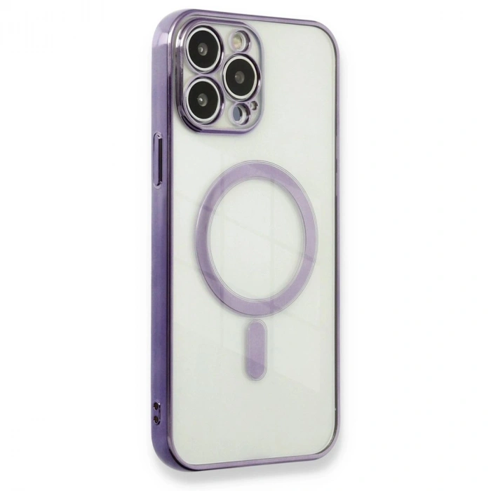 MARSİLYAN™- Apple İphone 13 Pro Max Kılıf Magneticsafe Lazer Silikon - Mor