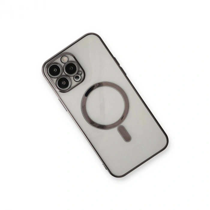 MARSİLYAN™- Apple İphone 13 Pro Max Kılıf Magneticsafe Lazer Silikon - Siyah
