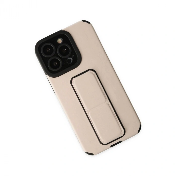 MARSİLYAN™- Apple İphone 13 Pro Max Kılıf Mega Standlı Silikon - Gold
