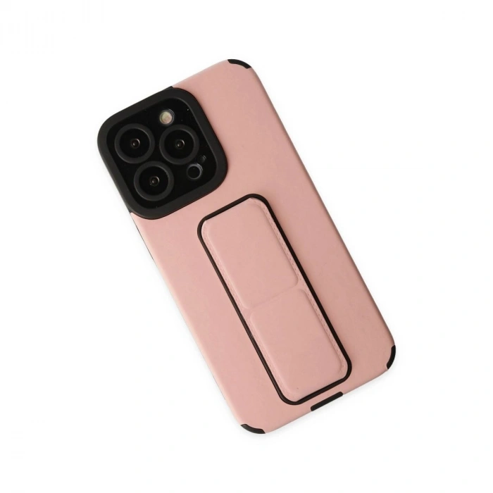 MARSİLYAN™- Apple İphone 13 Pro Max Kılıf Mega Standlı Silikon - Pudra