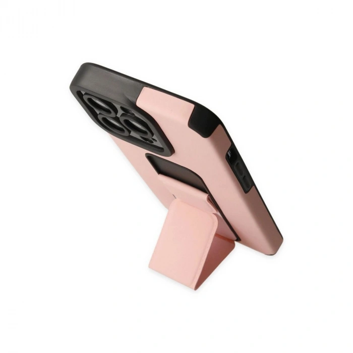 MARSİLYAN™- Apple İphone 13 Pro Max Kılıf Mega Standlı Silikon - Pudra