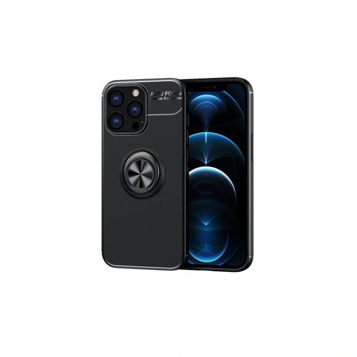 MARSİLYAN™- Apple İphone 13 Pro Max Kılıf Range Yüzüklü Silikon - Siyah