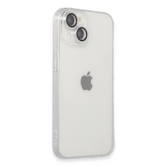 MARSİLYAN™- Apple İphone 14 Kılıf Luko Lens Silikon - Gümüş