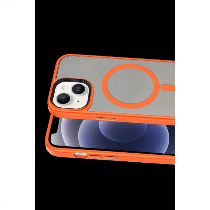 MARSİLYAN™-  Apple İphone 14 Megane Magsafe Kapak - Turuncu