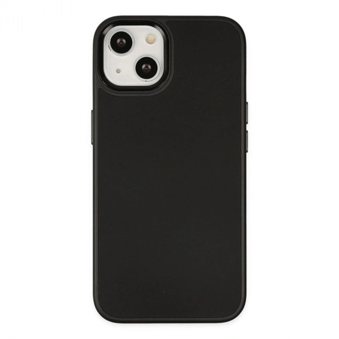 MARSİLYAN™- Apple İphone 14 Plus Kılıf Asya Deri Silikon - Siyah