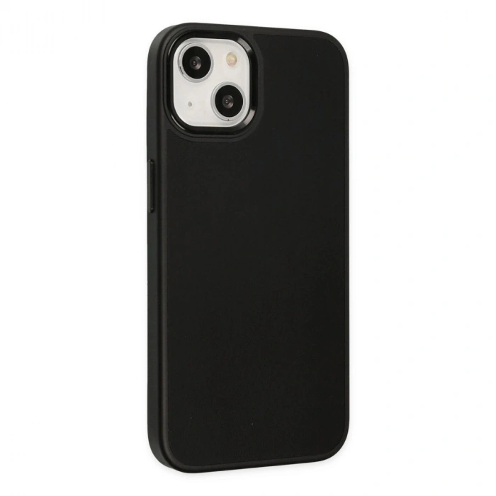MARSİLYAN™- Apple İphone 14 Plus Kılıf Asya Deri Silikon - Siyah