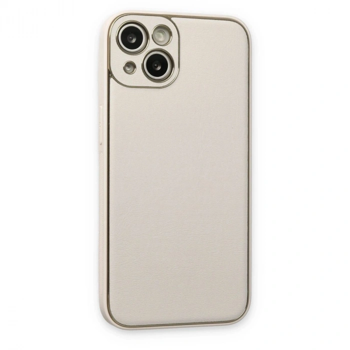 MARSİLYAN™- Apple İphone 14 Plus Kılıf Coco Deri Silikon Kapak - Beyaz