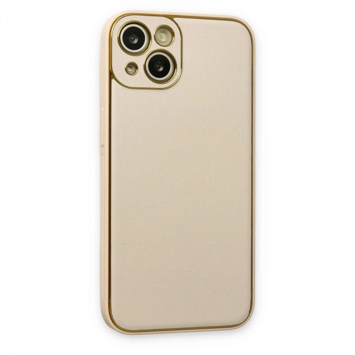 MARSİLYAN™- Apple İphone 14 Plus Kılıf Coco Deri Silikon Kapak - Gold