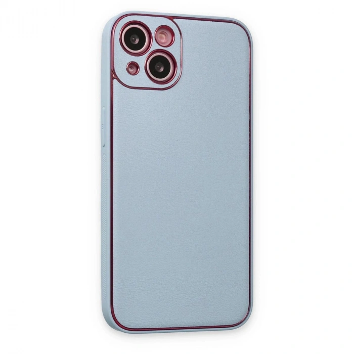 MARSİLYAN™- Apple İphone 14 Plus Kılıf Coco Deri Silikon Kapak - Sky Blue