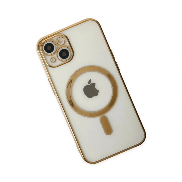 MARSİLYAN™- Apple İphone 14 Plus Kılıf Magneticsafe Lazer Silikon - Gold