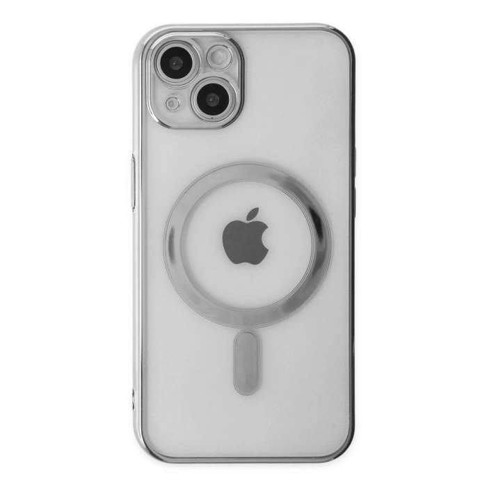 MARSİLYAN™- Apple İphone 14 Plus Kılıf Magneticsafe Lazer Silikon - Gümüş
