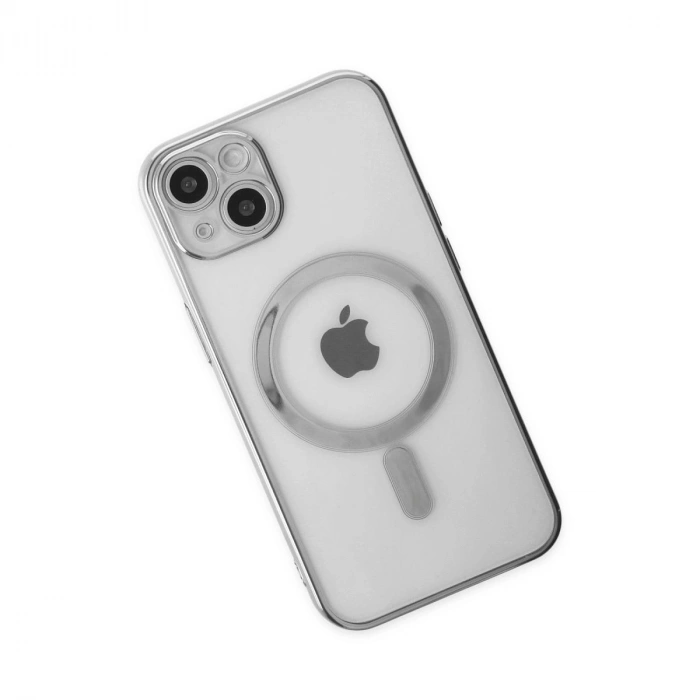 MARSİLYAN™- Apple İphone 14 Plus Kılıf Magneticsafe Lazer Silikon - Gümüş