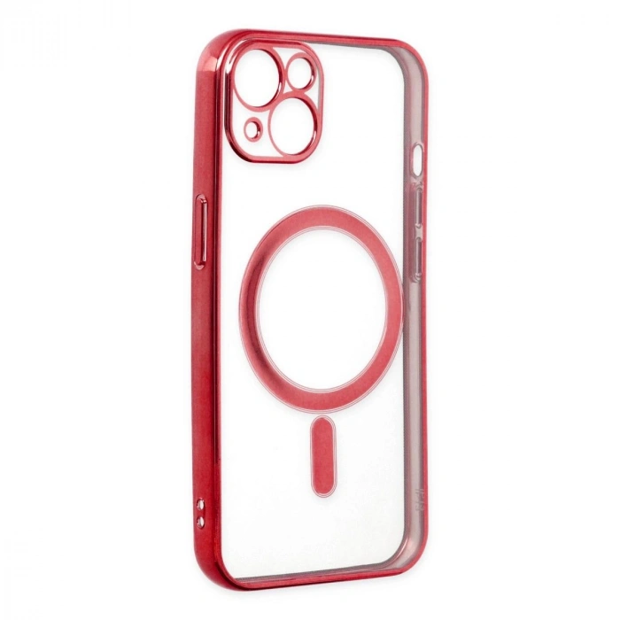 MARSİLYAN™- Apple İphone 14 Plus Kılıf Magneticsafe Lazer Silikon - Kırmızı