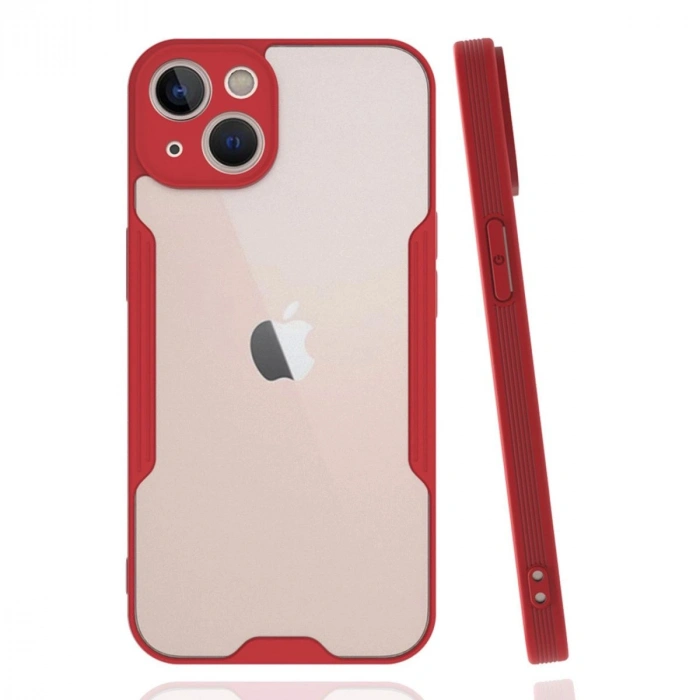 MARSİLYAN™- Apple İphone 14 Plus Kılıf Platin Silikon - Kırmızı