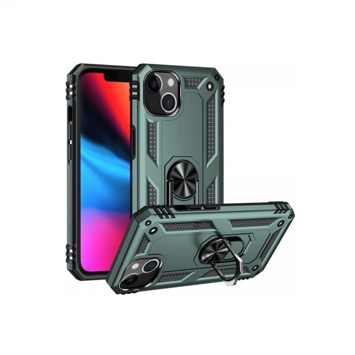 MARSİLYAN™- Apple İphone 14 Plus Kılıf Sofya Yüzüklü Silikon Kapak - Yeşil