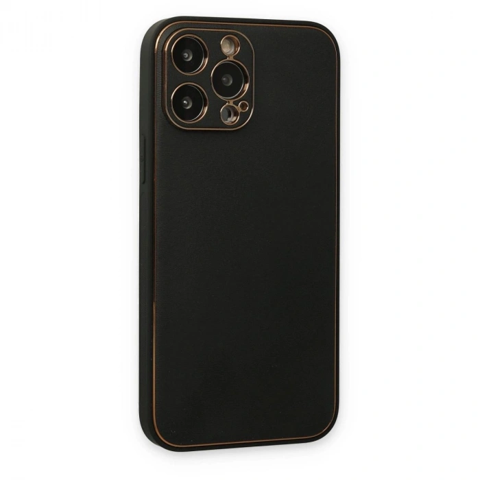 MARSİLYAN™- Apple İphone 14 Pro Kılıf Coco Deri Silikon Kapak - Siyah