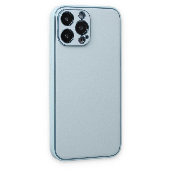 MARSİLYAN™- Apple İphone 14 Pro Kılıf Coco Deri Silikon Kapak - Sky Blue