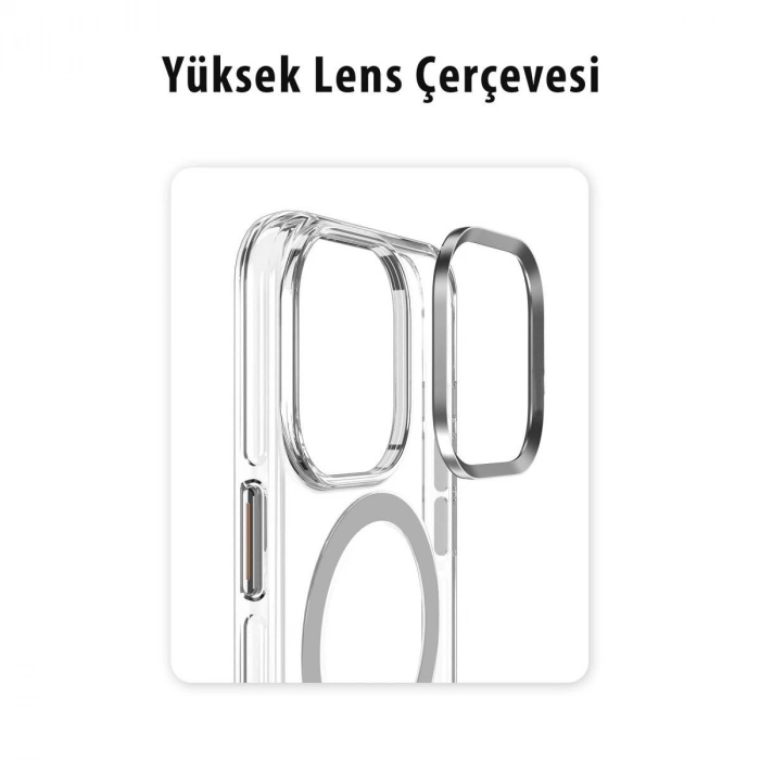 MARSİLYAN™-  Apple İphone 14 Pro Kılıf Crystal Magsafe Kapak - Siyah