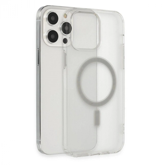 MARSİLYAN™- Apple İphone 14 Pro Kılıf Matte Şeffaf Magneticsafe - Şeffaf