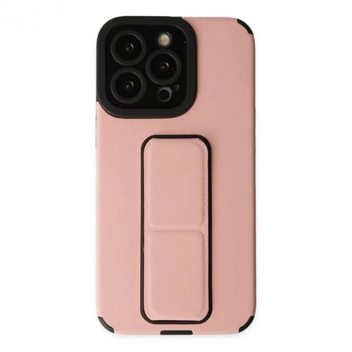 MARSİLYAN™- Apple İphone 14 Pro Kılıf Mega Standlı Silikon - Pudra