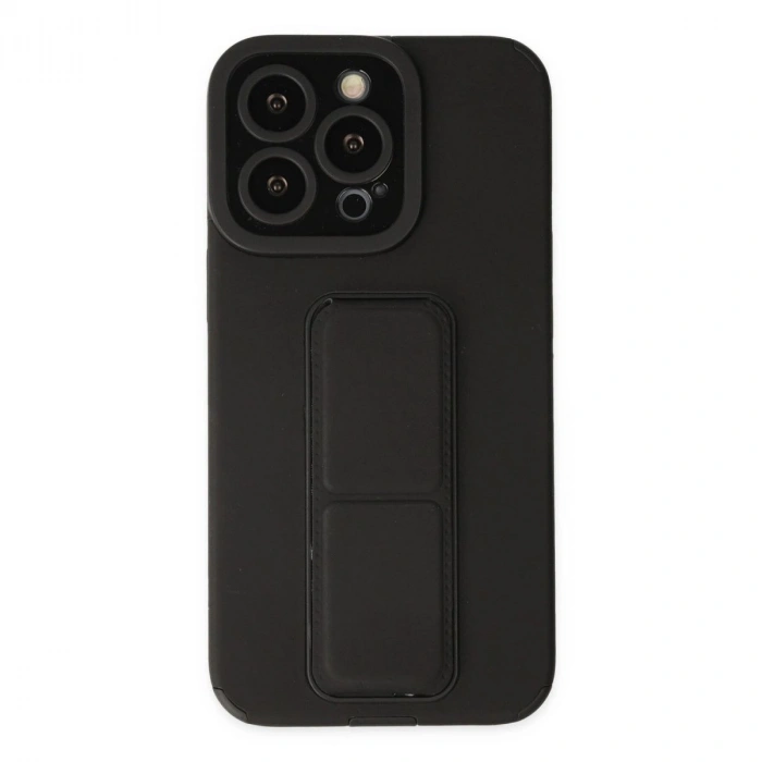 MARSİLYAN™- Apple İphone 14 Pro Kılıf Mega Standlı Silikon - Siyah