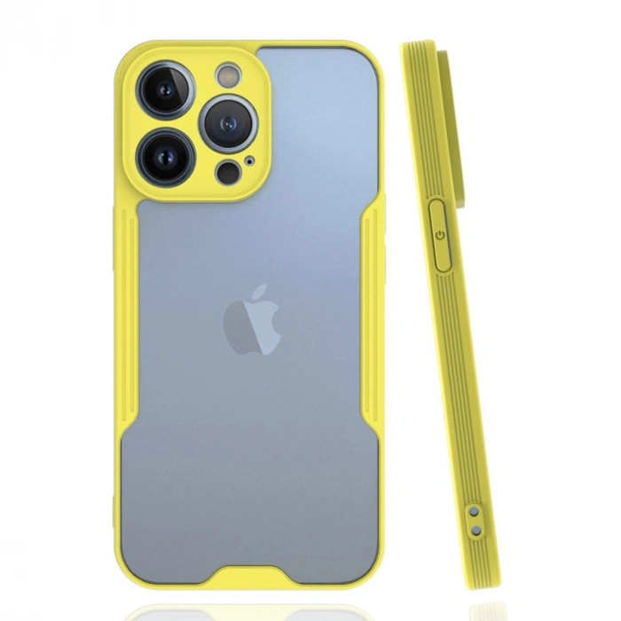 MARSİLYAN™- Apple İphone 14 Pro Kılıf Platin Silikon - Sarı