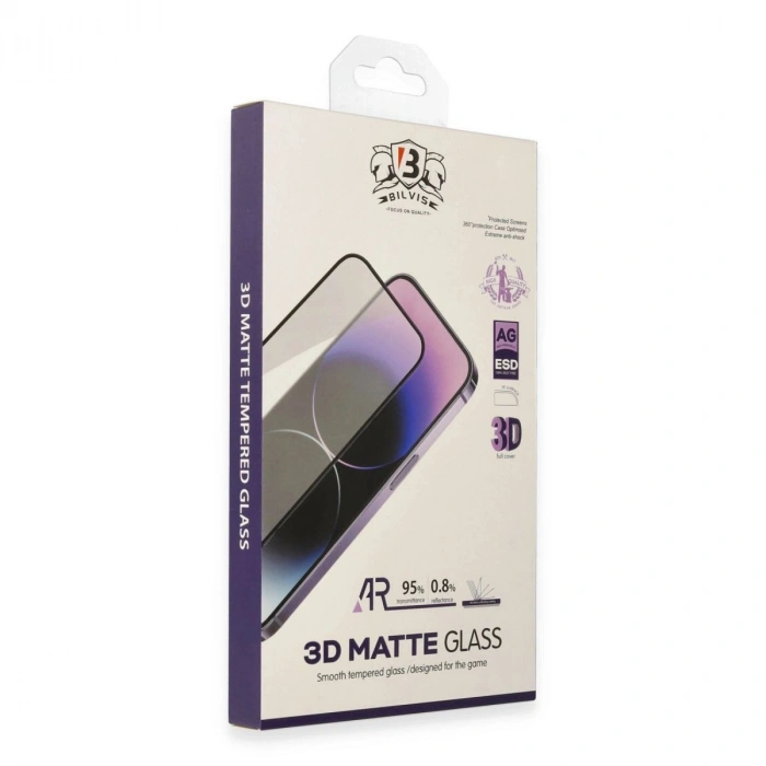 MARSİLYAN™- Apple İphone 14 Pro Max Bilvis 3d Mat Cam Ekran Koruyucu