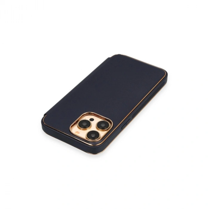 MARSİLYAN™- Apple İphone 14 Pro Max Kılıf Dolpin Kapaklı - Lacivert