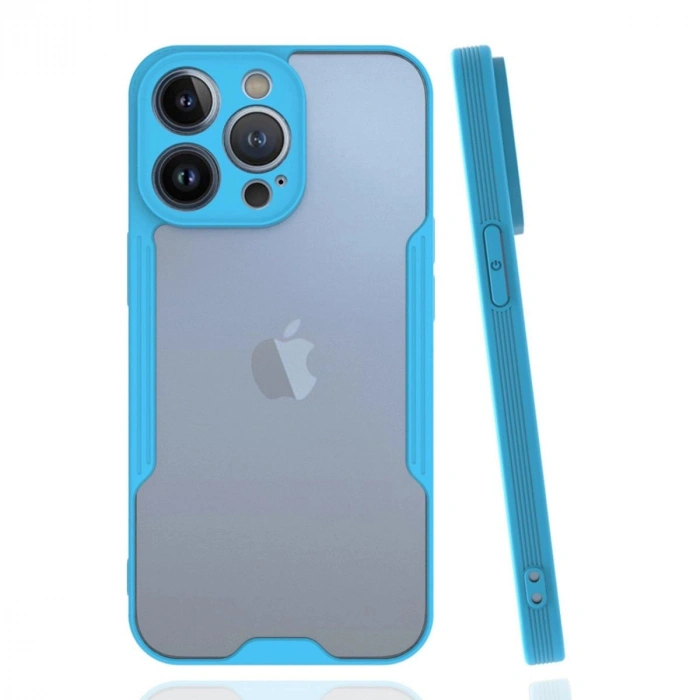 MARSİLYAN™- Apple İphone 14 Pro Max Kılıf Platin Silikon - Mavi