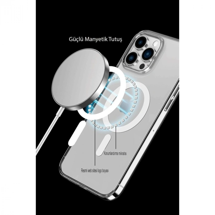 MARSİLYAN™- Apple İphone 14 Pro Max Kılıf Tron Şeffaf Magsafe Kapak - Şeffaf