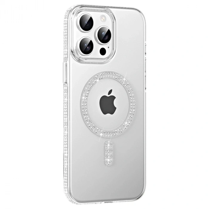 MARSİLYAN™-  Apple İphone 14 Pro Max Move Taşlı Magsafe Kapak - Gümüş