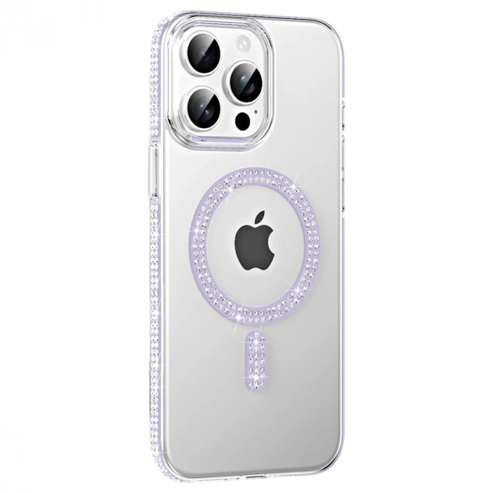 MARSİLYAN™-  Apple İphone 14 Pro Max Move Taşlı Magsafe Kapak - Lila