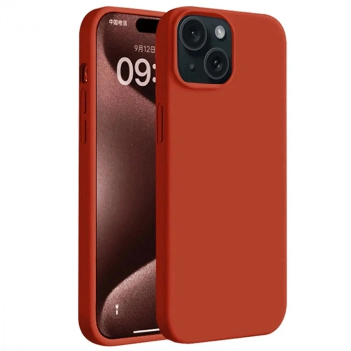MARSİLYAN™- Apple İphone 15 Plus Kılıf First Silikon - Kırmızı