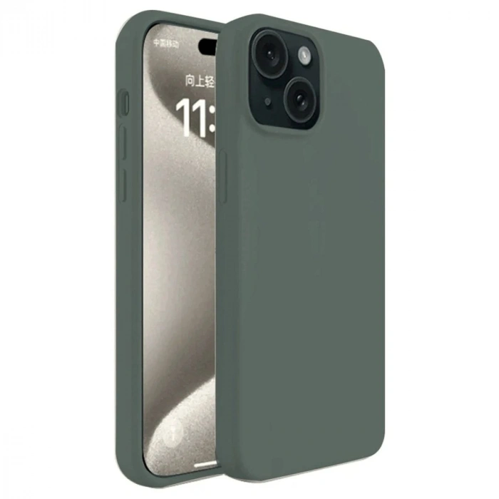 MARSİLYAN™- Apple İphone 15 Plus Kılıf First Silikon - Koyu Yeşil